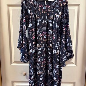 DR2 Black Floral Long Sleeve Dress